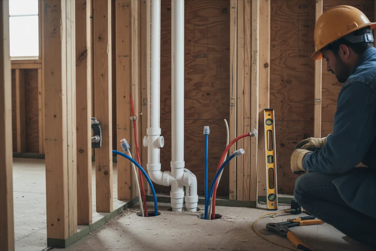 Drain and supply rough-in during Garbage Disposal Repair in Cherry Valley